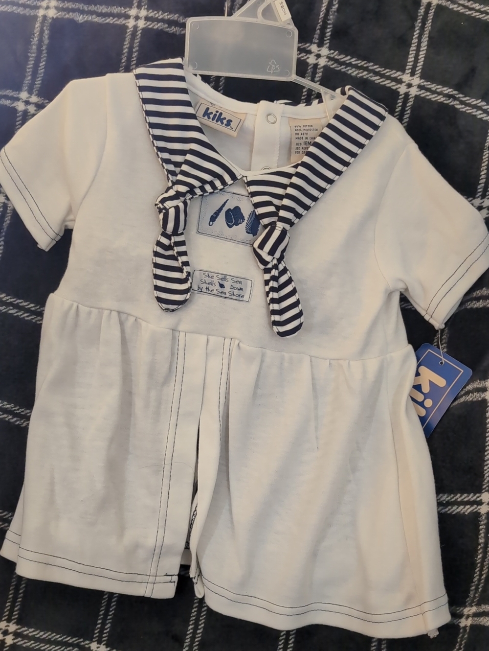 Kiks Two-Peice Navy Stripe Sailor Tie Collar Dress With Matching Shorts